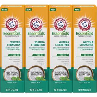 Arm & Hammer Essentials Whiten & Styrk fluorid tandpasta-4-pakke med 4,3 oz rør frisk mynte- 100% naturlig bagepulver-fluorid tandpasta