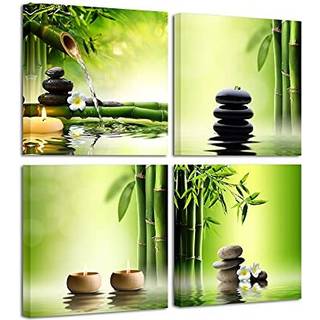 Pyradecor moderne 4 panel strakt moderne zen lærred udskrifter perfekte bambusgrønne billeder på lærred vægkunst til hjemmekontor dekorationer st