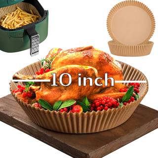 10 tommer Air Fryer Disposable Paper Liner Round [XXL Størrelse] 100stk Air Fryer Parkment Paper Liners til 7QT Air Fryer Non-Stick Food Grade Ba