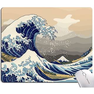 Japansk muspude Sea Wave Mouse Pad Mouse Mat Square Vandt?t musepude Lukken Gummi Base Mousepads til Office Laptop 95x79x012 tommer Japan Hokusai