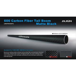 Align H60T003XXT 600 Carbon Fiber Tail Boom-Matte Black