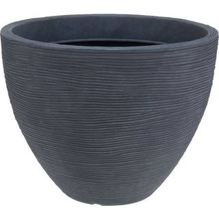 Plastkrukke m/riller - Ø:40|H:31 cm - Grå