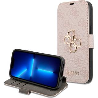 iPhone 15 Pro Guess 4G Metal Logo Flip Cover - Pink