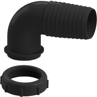 Tilslutningsnippel til tanke Nuova Rade, 90°, 1 1/2", Ø12 mm, sort, plast, udløb