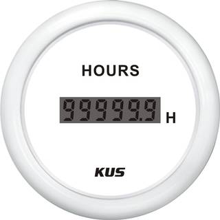 Digital timetæller KUS, dugfri, Ø52 mm, 12 V / 24 V, hvid