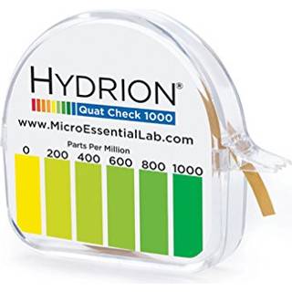 Micro Essential QC-1001 Hydrion Quat Check testpapir-dispenser - 0-1000 ppm, 180-tommer rulle, kasse med 10 stk.