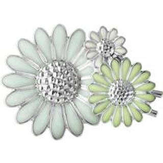 DAISY hårspænde, Georg Jensen, Sterlingsølv belagt med rhodium / Grøn og hvid emalje