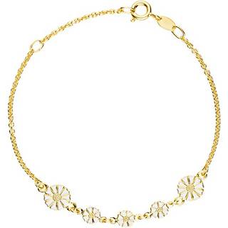 Lund Copenhagen Marguerit Armbånd i forgyldt med hvid emalje med 5 margueritter