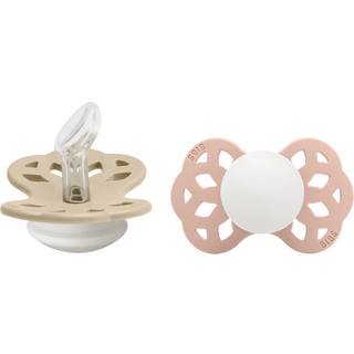 BIBS Infinity Sutter 2-Pak Silikone Str. 1 Anatomisk, Vanilla GLOW/Blush GLOW
