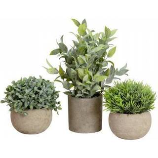 Kunstige Grønne Planter i Krukke (sæt af 3)