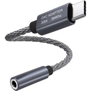 32bit / 384kHz USB-C til 3,5 mm lydadapterkabel DAC-adapter Grå