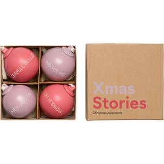 Design Letters Xmas Stories Julekugler 4 Cm 4-pak - Julepynt Benporcelæn Rosa - 10105001LAVENFAROS