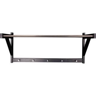 Hattehylde, sort træ, black stål 78x32 cm