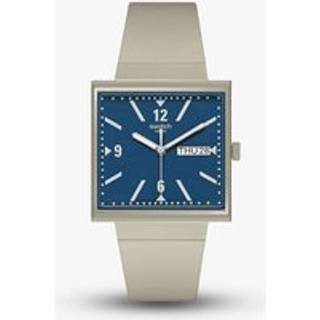 Swatch WHAT IF...BEIGE? Square Bioceramic Blue Dial Unisex Watch SO34T700