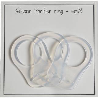 Go Handmade Silicone O-ring med Adapter (3 stk), Transparent Silikone ringe som fastgøres på babys sut. D: 28,5 mm.