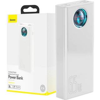 Baseus Amblight Digital Display Quick Charge Power Bank 30000mAh/65W - 4xUSB, USB-C - Hvid