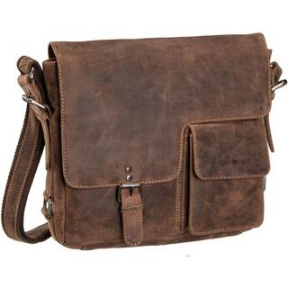 Greenburry Umhängetasche Herren Leder 36x31cm "Vintage" antibraun, Schultertasche, Messenger Bag, Hauptfach A4 Format, für Business, Schule, Freizeit