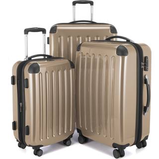 Alex - 3er Koffer-Set Hartschale Champagner glänzend, TSA, (55cm, 65cm & 75cm), 235 Liter