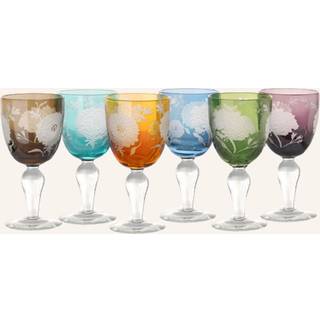 POLSPOTTEN Glassware - 'Peony' wine glass, set of six in multicolor Glass