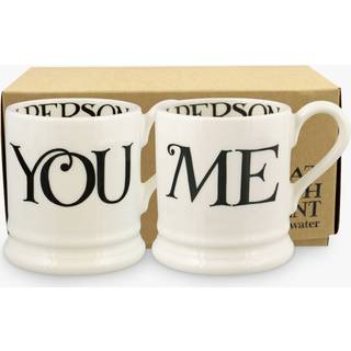 Emma Bridgewater Emma Bridgewater Cream Black Toast you & me set of 2 1/2 Pint Boxed Mugs