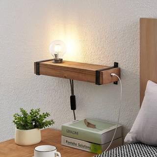 Lindby væglampe Sverina, 40 cm, træ, stik, E27