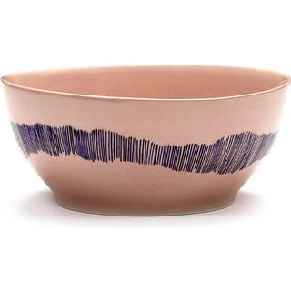 Serax - Bowl Feast S L16 X W16 X H7,5 cm - Delicious Pink Swirl-Stripes Blue - Suppeskåle - Yotam Ottolenghi - Lyserød,Blå
