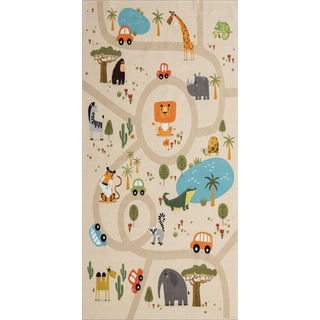 KMCarpets Play Animals Gulvtæppe 80x150, Linned