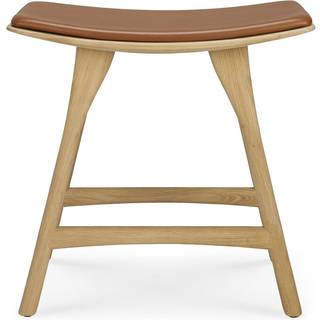 Ethnicraft Osso Taburet etræ / farvet Læder - Skamler Eg Cognac - 53047