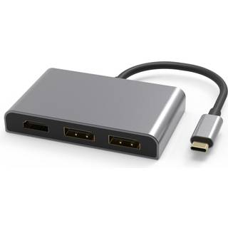 NÖRDIC 1 til 4 USB-C dockingstation 3 skærme 2xDP 4K60Hz, 1xHDMI 4K60Hz 1x USB-C PD100W