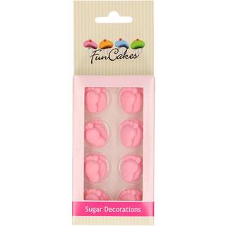 Sukker Dekorationer Baby Feet Pink - 16 stk., FunCakes