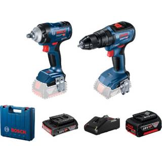 BOSCH Sæt med 2 maskiner 18V Bore-/skruemaskine (GSB 18V-50) Li-Ion, 18V, 50 Nm + Slagnøgle (GDS 18V-400) Li-Ion, 18V, 400 Nm +1x batteri Li-Ion, 18V, 2Ah + 1x batteri Li-Ion 5Ah + oplader + Valiză