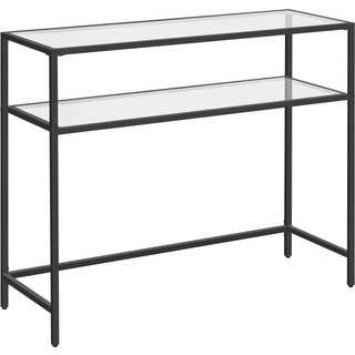 VASAGLE konsolbord, bord af hærdet glas, moderne sofa- sort