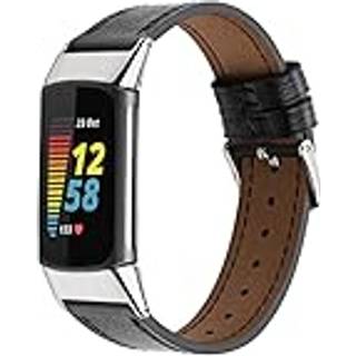 Læderarmbånd Fitbit Charge 5 armbånd læder Sort