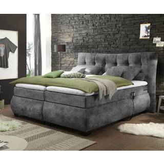 Boxspringbett Darleene 180 x 200 cm Microvelours Grau mit Motor