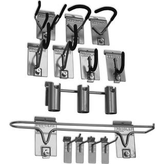 Proslat 11005 Sportsudstyr Stålkrog Variety Kit designet til Proslat PVC Slatwall 13-delt 12 Sølv