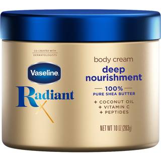 Vaseline Radiant X Deep Nourishment Body Cream 72-timers fugt, 100% sheasmør, kokosolie, C-vitamin og peptider, parabenfri, 283 g