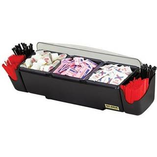 San Jamar Dome Condiment Center 3 Bakke med kuppel låg til køkkenbar og restauranter Plast 12 Pint sort