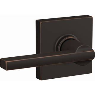 Schlage F10 Lat 716 Col Latitude Lever med Collins Trim Hall & Closet Passage Door Lock Aged Bronze