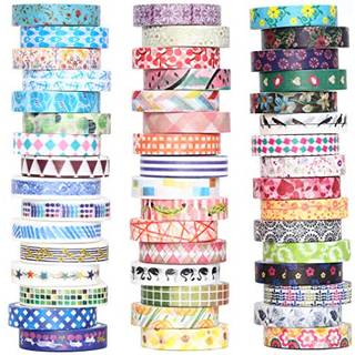 AAPOZZ 48 ROLLS WASHI TAPE SET - 8 mm bred dekorativt maskeringstape Farverig blomsterstil design til DIY h?ndv?rk Scrapbooking gaveindpakning