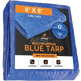 Bedre Blue Poly Tarp 6 'X 8' - Multipurpose Beskyttende d?kning - Letv?gtsholdbar vandt?t vejrbestandig