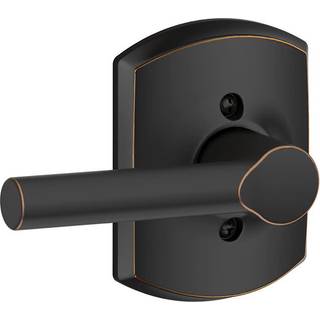 Schlage Broadway Lever med Greenwich Trim ikke-drejende lås i alderen bronze (F170 BRW 716 GRW)