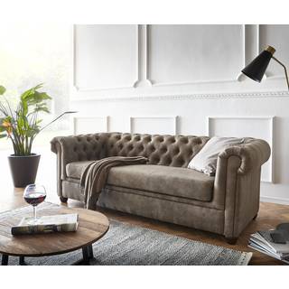 Sofa Chesterfield 3-Sitzer 200x88 cm Vintage Taupe Couch