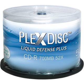 Plexdisc Vandbestandig blank hvid inkjet Printbar CD-R 52X 700MB 80 min 50 Disc Spindle