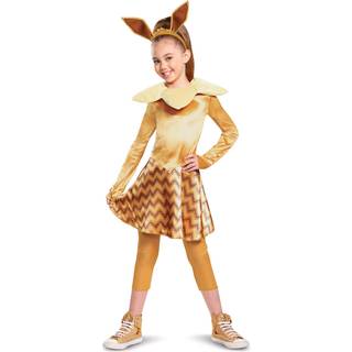 Forklædning Pokemon Eevee-kostume til børnepiger Deluxe Karakterantøj Børnsstørrelse Lille (4-6x) Brun