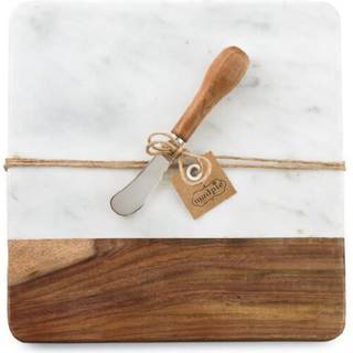 Mudderpie marmor og tr? serveringskort og spreder hvid