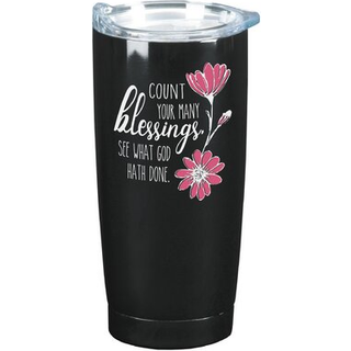 Dicksons Sstumb-55 Midnight Black 20 Ounce Rustfrit st?l Metal Rejser Tumbler Mug med L?g Count Blessings