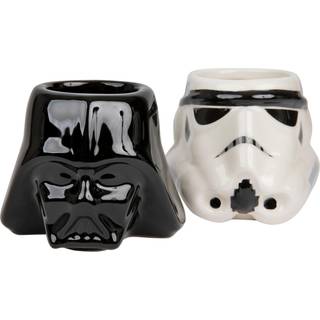 Silver Buffalo Star Wars Darth Vader och Stormtrooper hjälmar skulpterade keramiska mini -muggar uppsättning av 2 | Små kaffekoppar för espresso
