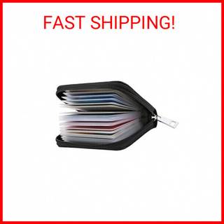 Easyoulife ?gte l?der kreditkortholder lynl?s tegnebog med 26 kortslots (sort)