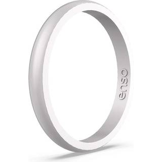 ENSO Rings Halo Elements Silikonring - Stackbart bröllopsengagemang - Tunt minimalistband - 2,54 mm bred 1,5 mm tjock - Silverfärgad storlek 4