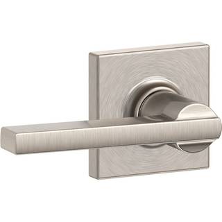 Schlage F10 Lat 619 Col Latitude Door Lever med Collins Trim Hall & Closet Passage Lock Satin Nickel